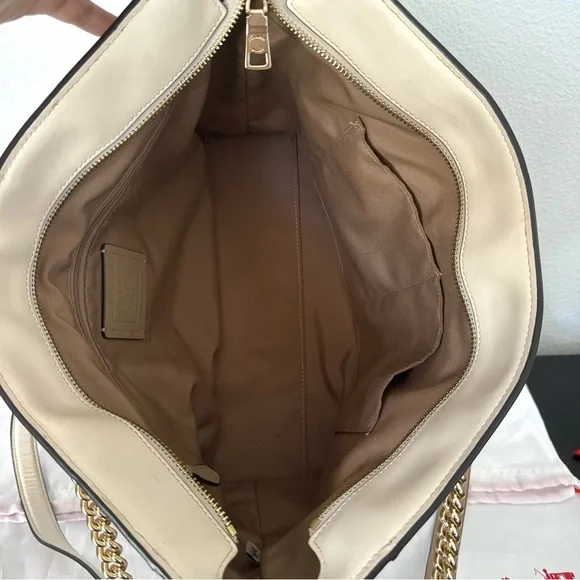 COACH Signature Ava Chain Tote Leather Handbag Shoulder Bag - Picture 13 of 15